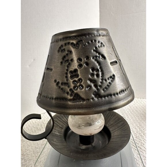 Punched Pierced Tin Votive Candle Holder with Handle Shade Glass Globe - Picture 9 of 9